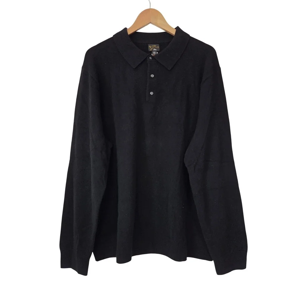 J. Crew Cashmere Collared Sweater Polo Mens Size XXL‎ Black NWT $228 BA079